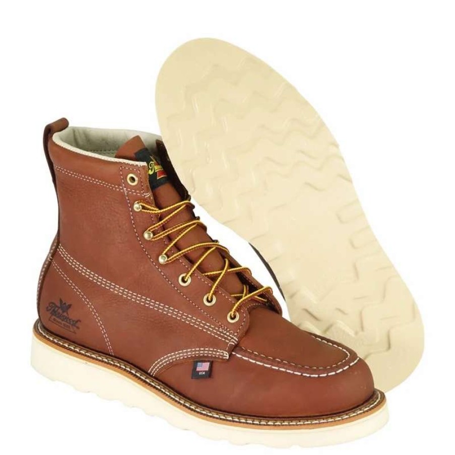 Tops * | Thorogood Men'S American Heritage 6In Tobacco Moc Toe Maxwear Wedge