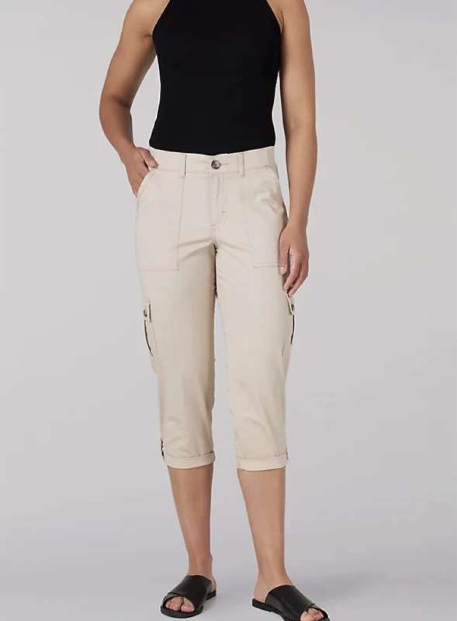 Women * | Lee Women'S Flex To Go Relaxed Fit Cargo Capri In Oxford Tan Oxft