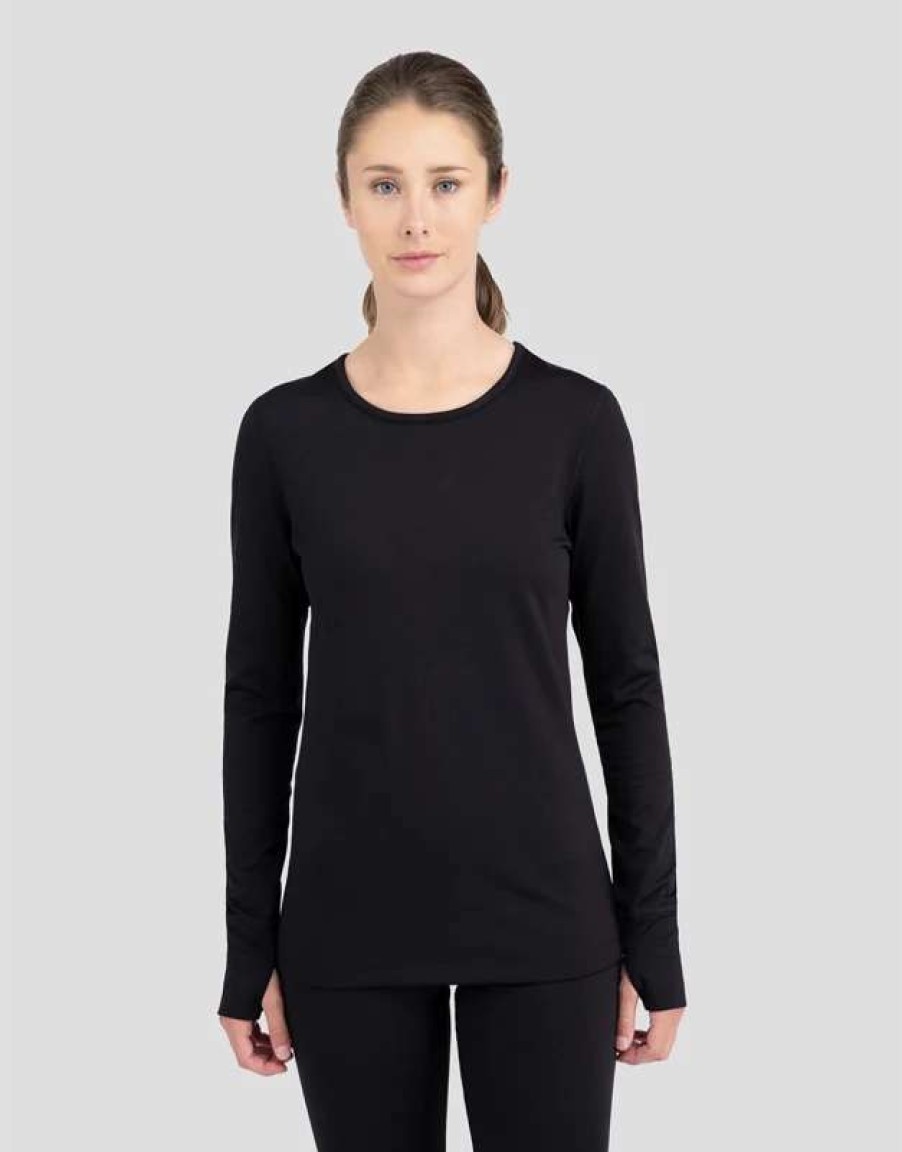 Women * | Terramar/Thermasilk Terramar Women'S 3.0 Below Zero Performance Crew Blk