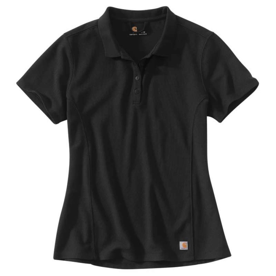 Women * | Carhartt Women'S Contractors Short Sleeve Polo #102460 Blk