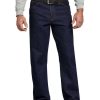 Bottoms * | Dickies 9393Rnb Men'S Regular Straight Fit 5 Pocket Denim Jeans In Rinsed Indigo Blue